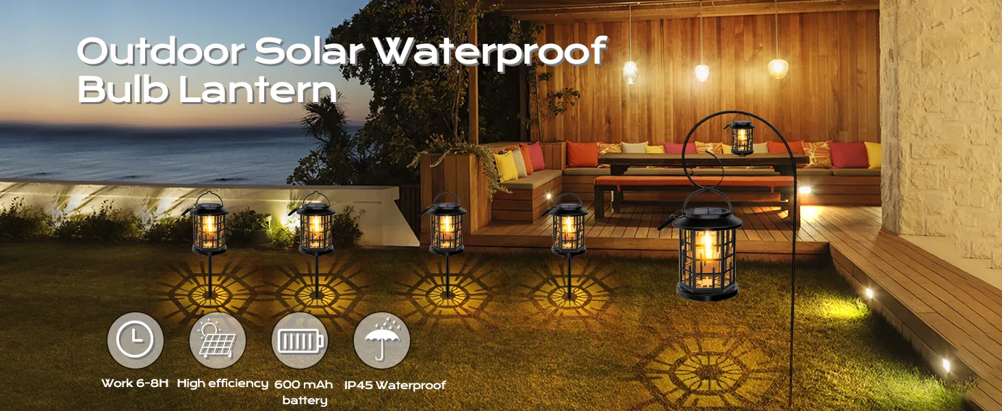 Black Vertical Stripes With Bulb Solar Palace Light