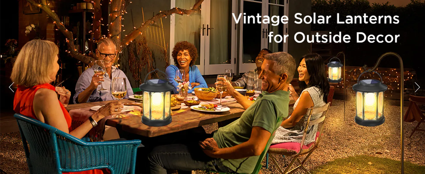 Outdoor LED solar lights used for backyard family gatherings