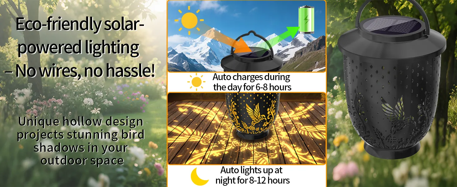 Bird Hollowed-out Solar Projection Lantern