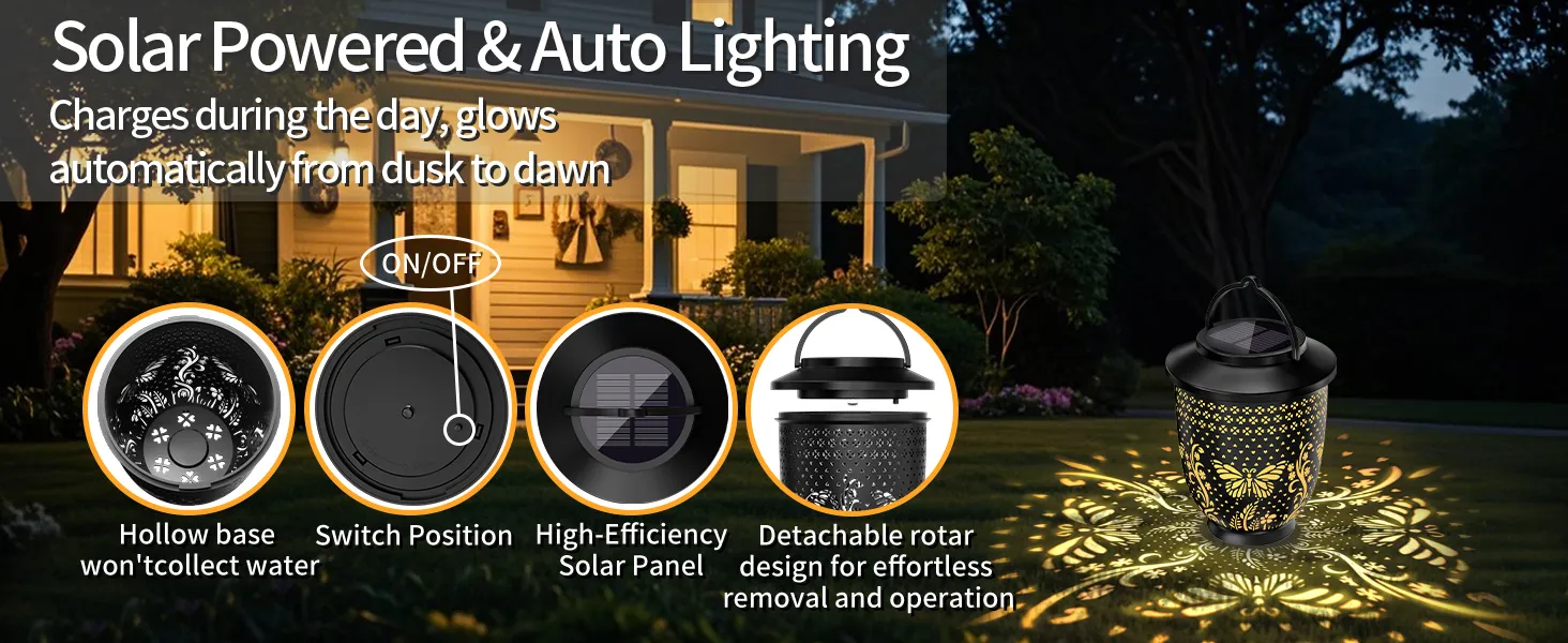 Butterfly Hollowed-out Solar Projection Lantern