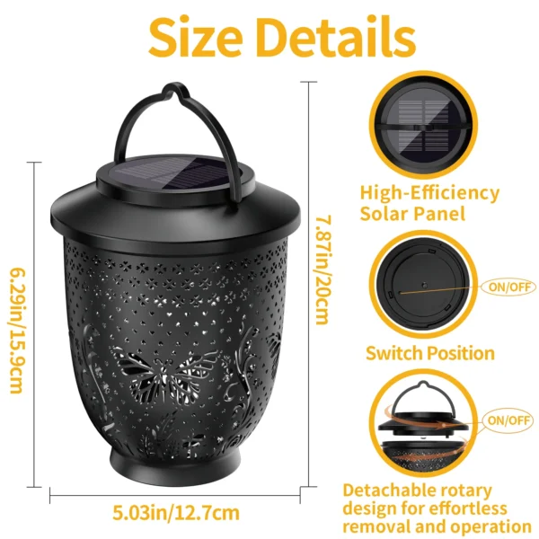 Butterfly Hollowed-out Solar Projection Lantern