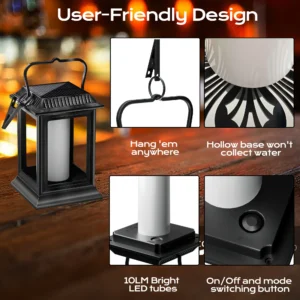 Square Hollowed-out Solar Palace Lantern