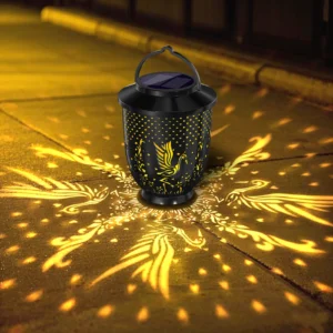 White Crane Hollowed-out Solar Projection Lantern