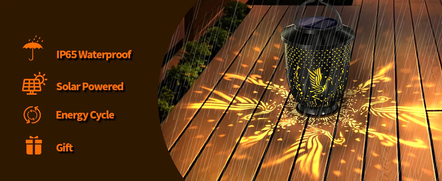 White Crane Hollowed-out Solar Projection Lantern