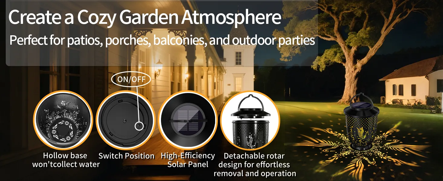 White Crane Hollowed-out Solar Projection Lantern