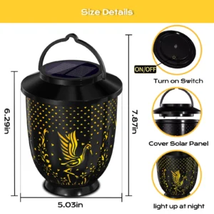 White Crane Hollowed-out Solar Projection Lantern