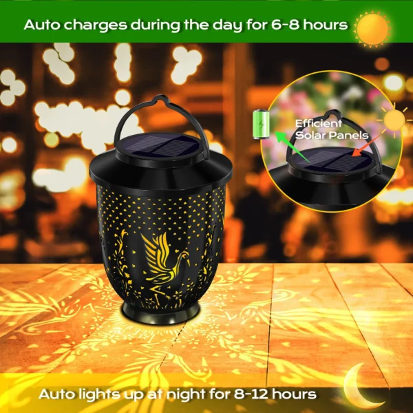 White Crane Hollowed-out Solar Projection Lantern