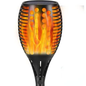 Round Hole solar flame torch light for garden or pathway decoration