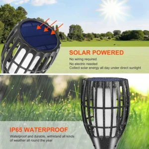 Striped solar flame torch light for garden or pathway decoration