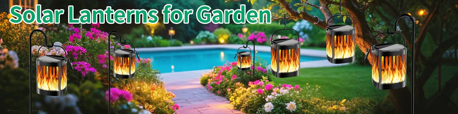 Flickering flame solar garden light - waterproof and decorative