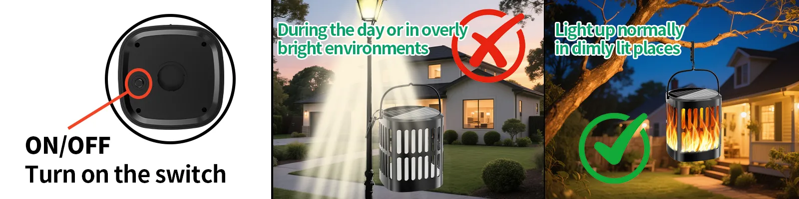 Flickering flame solar garden light - waterproof and decorative