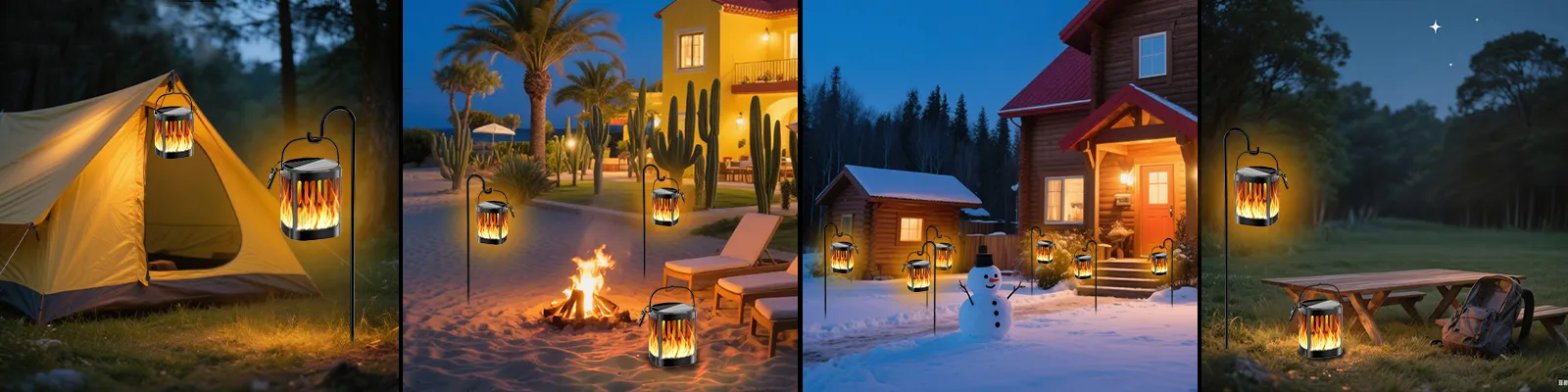 Flickering flame solar garden light - waterproof and decorative