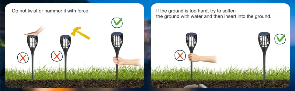 Waterproof solar torch light with realistic flame for yard and patio