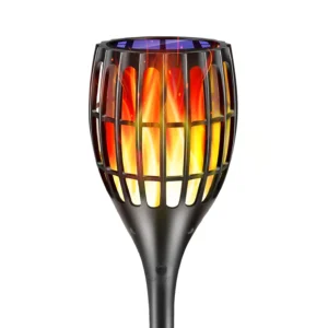 Striped solar flame torch light for garden or pathway decoration