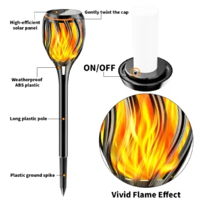 Flame solar flame torch light for garden or pathway decoration