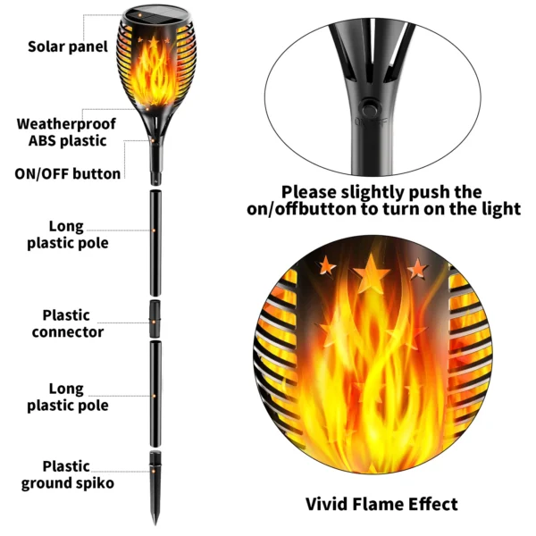 Flickering flame solar garden light - waterproof and decorative