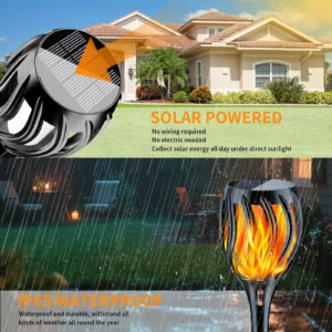Flame solar flame torch light for garden or pathway decoration