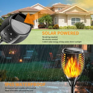 Flickering flame solar garden light - waterproof and decorative
