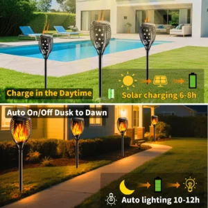 Flickering flame solar garden light - waterproof and decorative