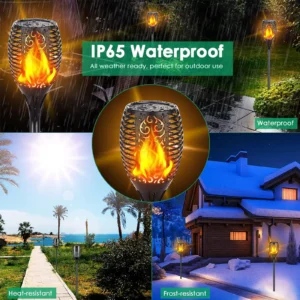 Flickering flame solar garden light - waterproof and decorative