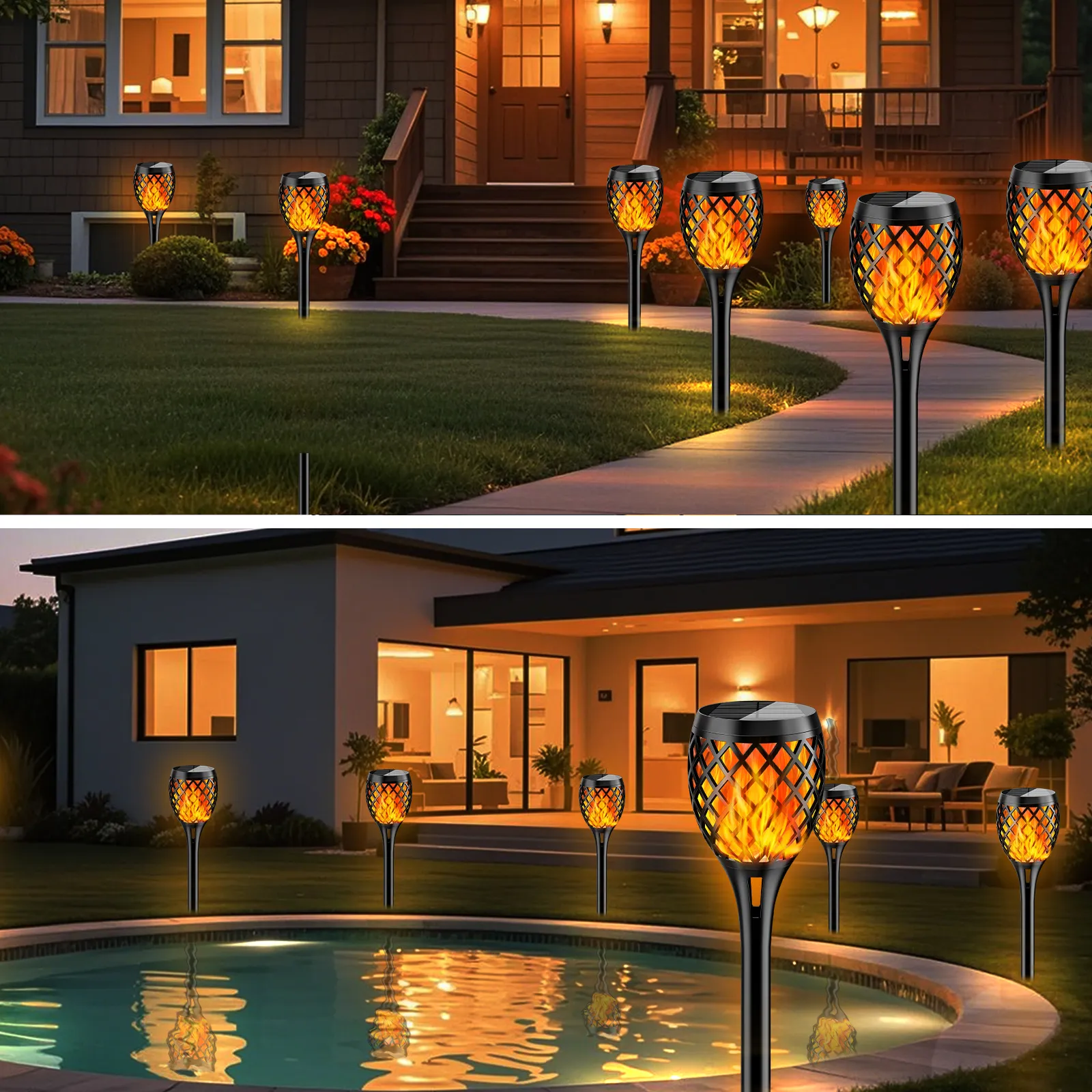 Diamond solar flame torch light for garden or pathway decoration