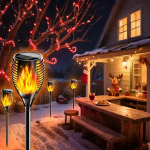 Flickering flame solar garden light - waterproof and decorative