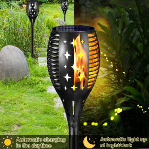 Flickering flame solar garden light - waterproof and decorative