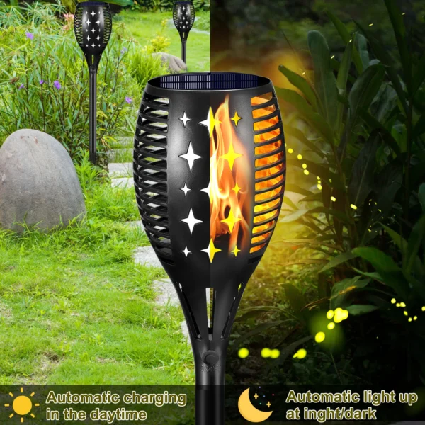 Flickering flame solar garden light - waterproof and decorative