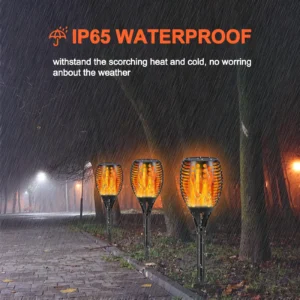 Round Hole solar flame torch light for garden or pathway decoration