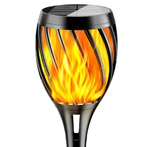 Radiant solar flame torch light for garden or pathway decoration