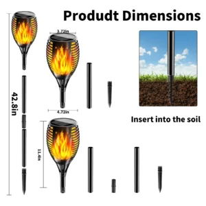 Flickering flame solar garden light - waterproof and decorative