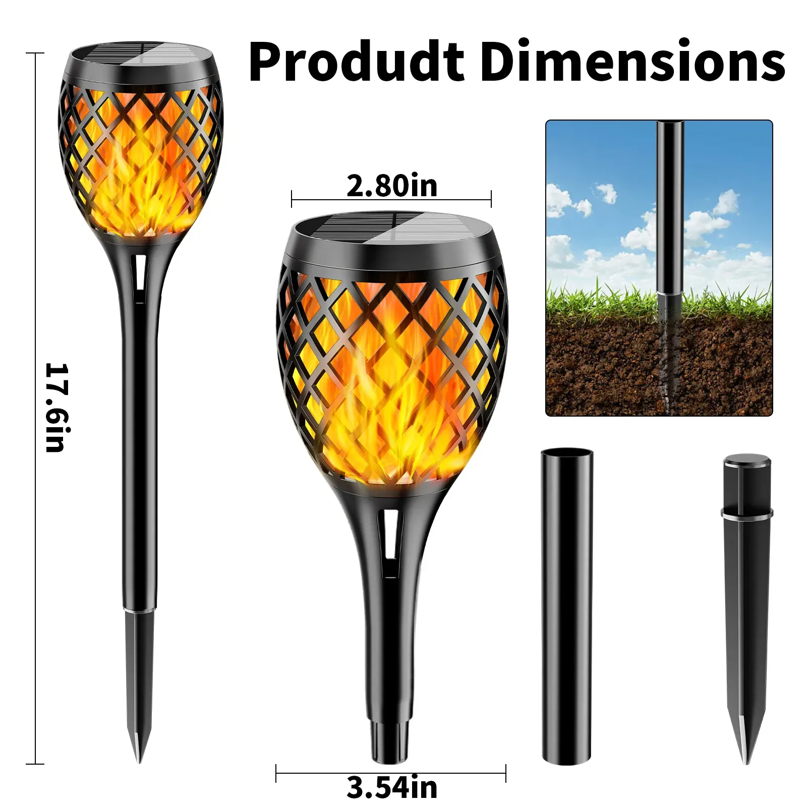 Diamond solar flame torch light for garden or pathway decoration
