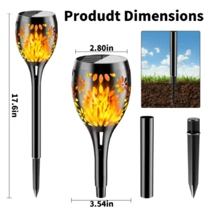 Flower solar flame torch light for garden or pathway decoration