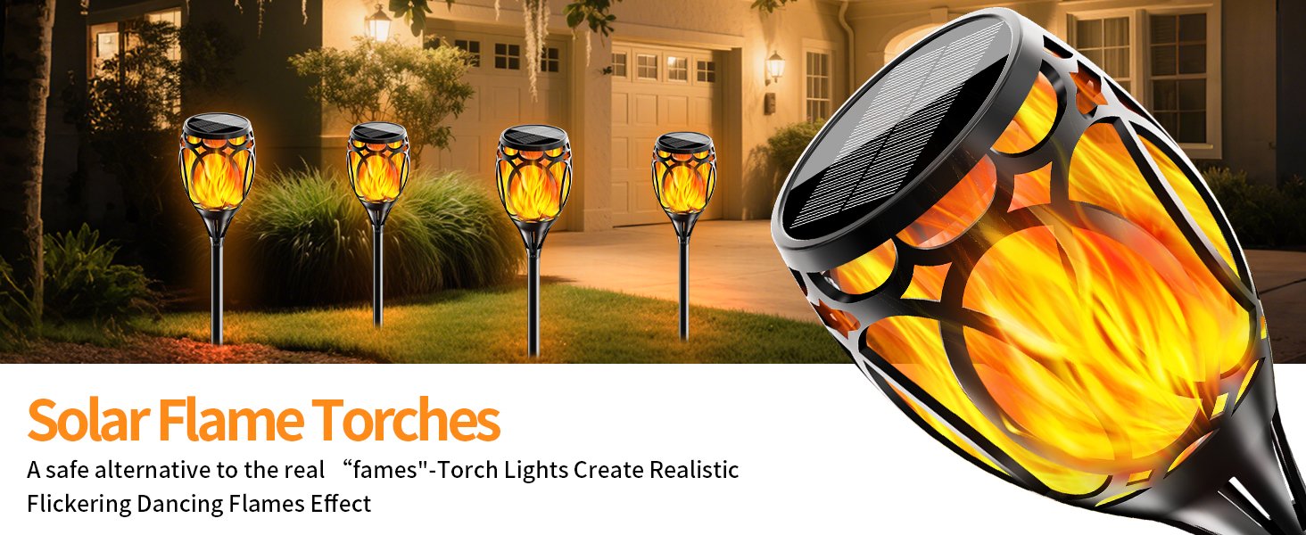 Coin solar flame torch light for garden or pathway decoration