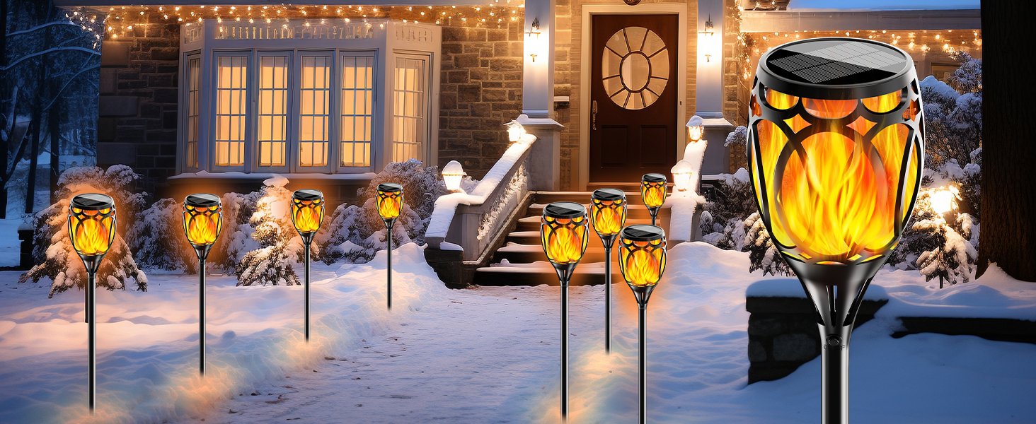 Coin solar flame torch light for garden or pathway decoration