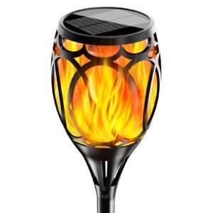 Coin solar flame torch light for garden or pathway decoration