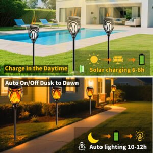 Coin solar flame torch light for garden or pathway decoration