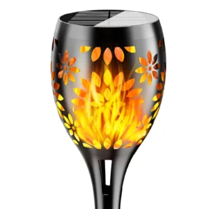 Flower solar flame torch light for garden or pathway decoration