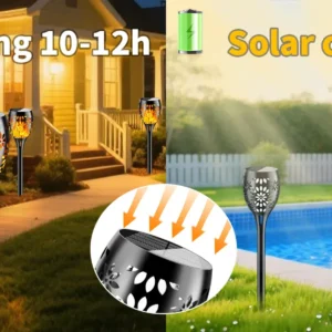 Flower solar flame torch light for garden or pathway decoration