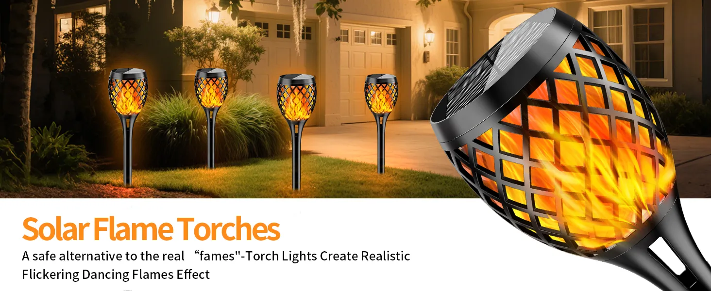 Diamond solar flame torch light for garden or pathway decoration