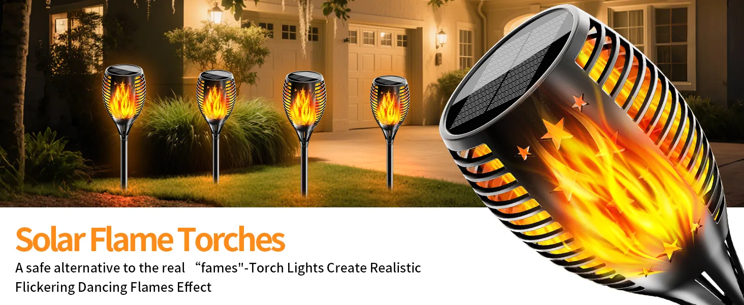 Flickering flame solar garden light - waterproof and decorative