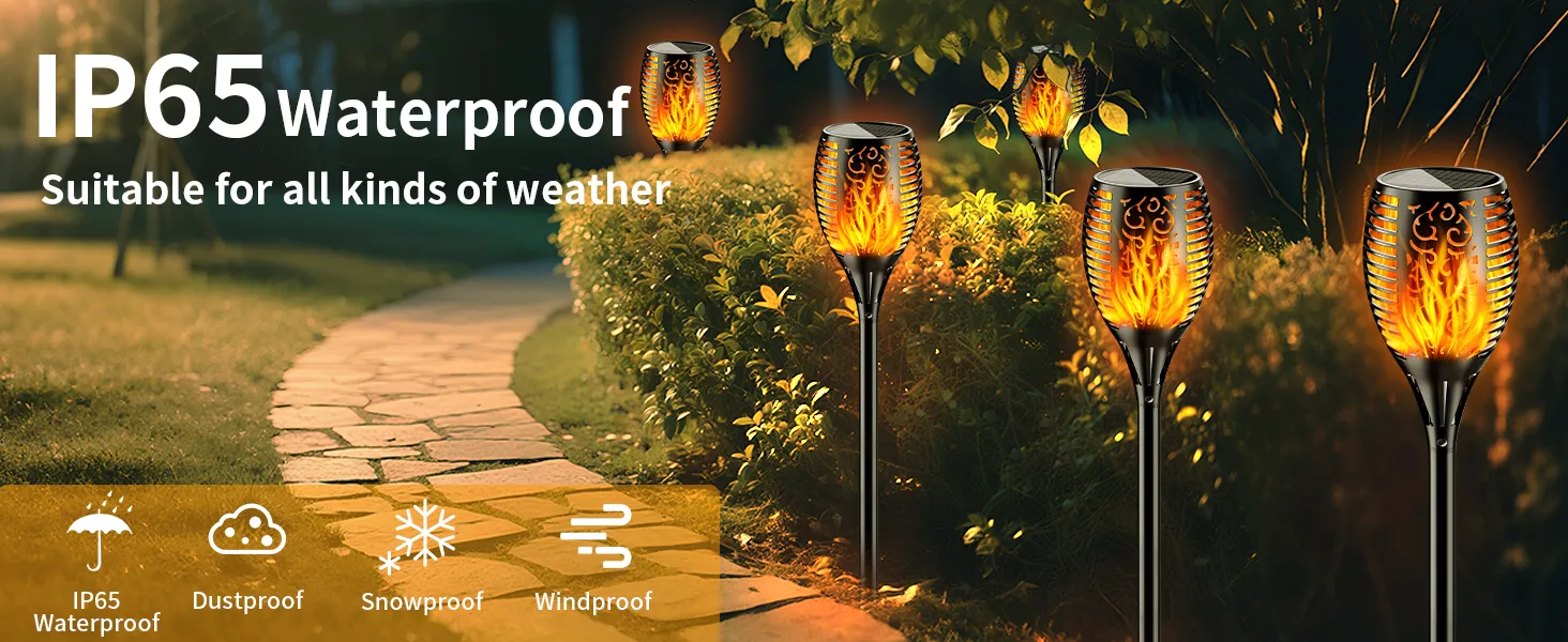 Flickering flame solar garden light - waterproof and decorative