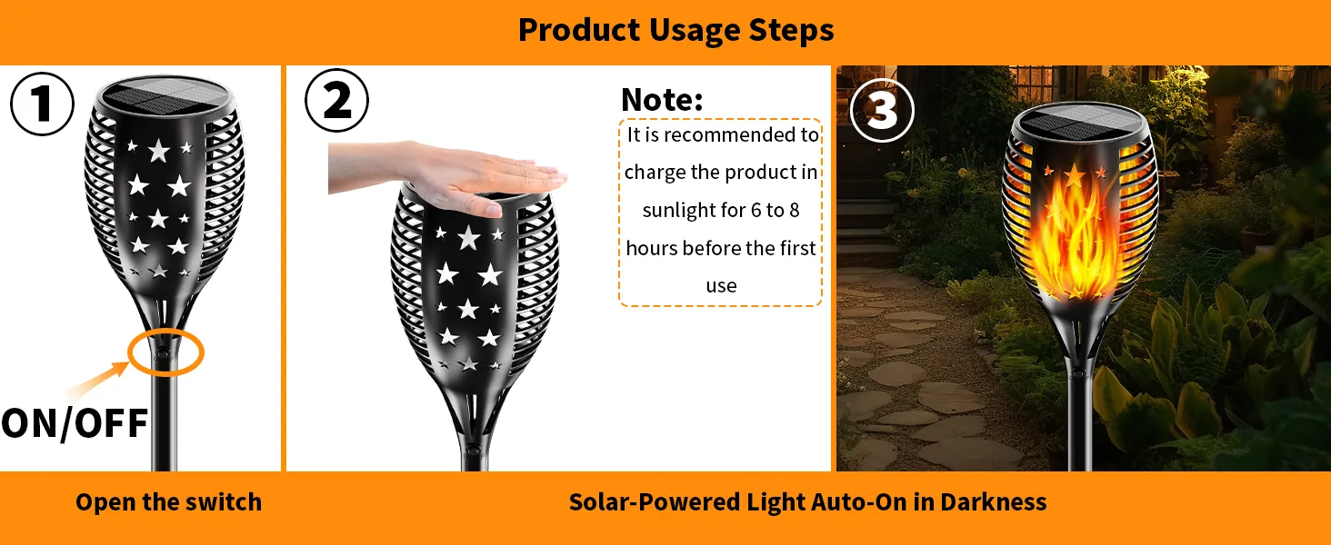 Flickering flame solar garden light - waterproof and decorative