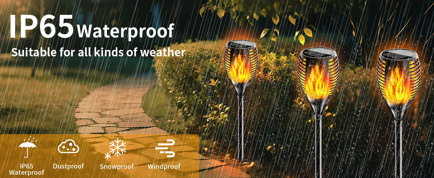 Flickering flame solar garden light - waterproof and decorative