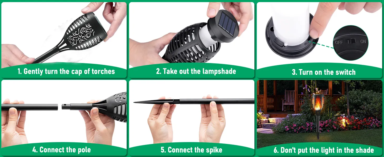 Flickering flame solar garden light - waterproof and decorative