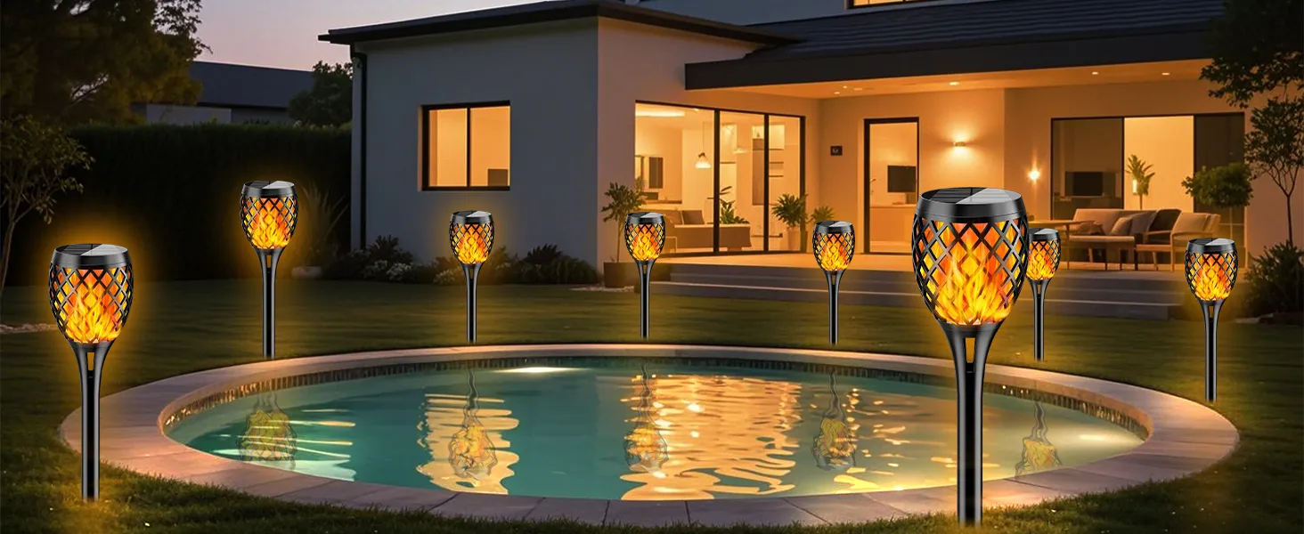 Diamond solar flame torch light for garden or pathway decoration