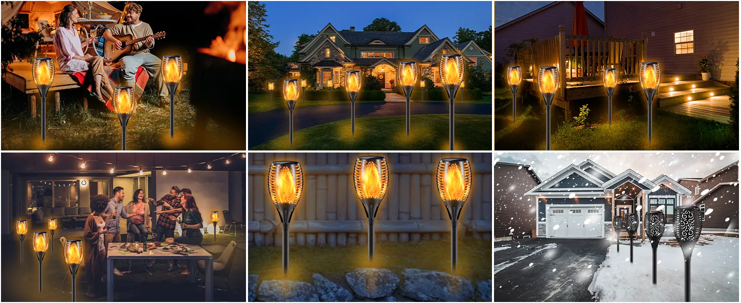 Flickering flame solar garden light - waterproof and decorative