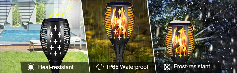 Flickering flame solar garden light - waterproof and decorative