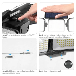 Wall lamp solar light mounted on outdoor brick wall, waterproof with LED and motion sensor