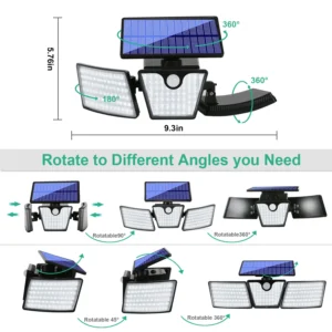 Solar-powered wall mounted lamps lighting up exterior brick wall with LED glow and motion detection
